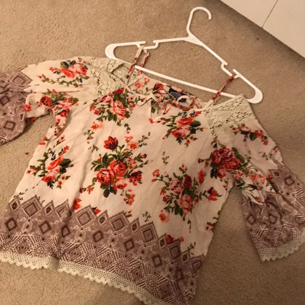 Floral off the shoulder shirt